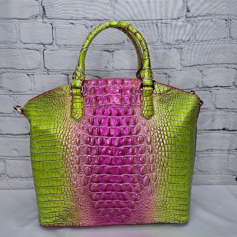 BRAHMIN 'DUXBURY' CROC-EMBOSSED LEATHER SATCHEL/CROSSBODY/TOTE BAG ELCT. OMBRE - Picture 3 of 16
